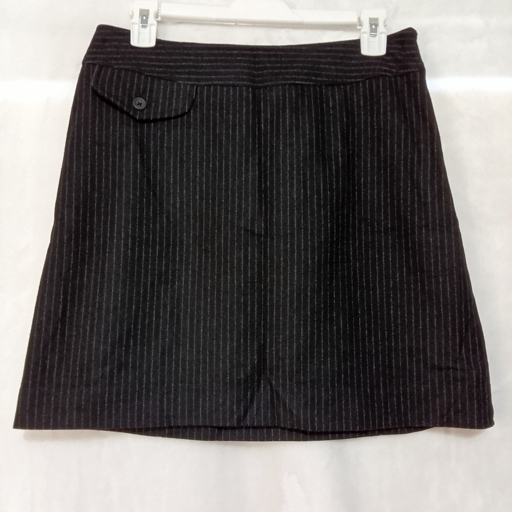 Banana Republic Black Pinstripe Wool Blend Mini Skirt Size 2 Office Professional